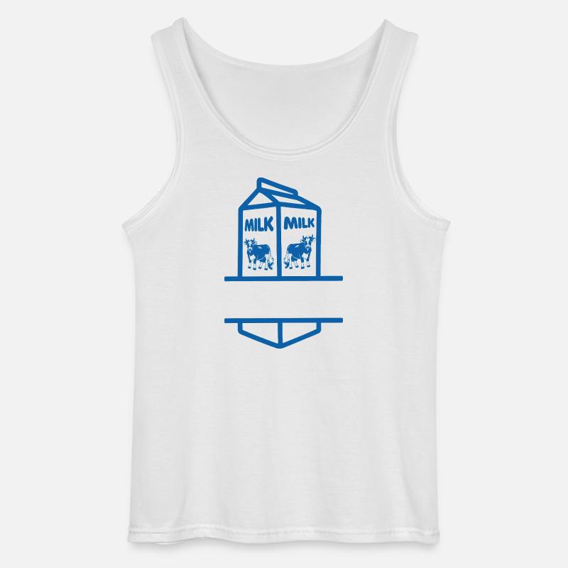 Blauer Milchkarton mit Kuh-eigenem Text - Gildan Männer Tank Top - Weiß