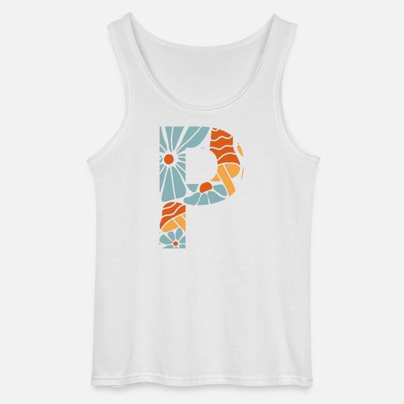 Buchstabe p groovige Blumen Geschenkidee - Gildan Männer Tank Top - Weiß