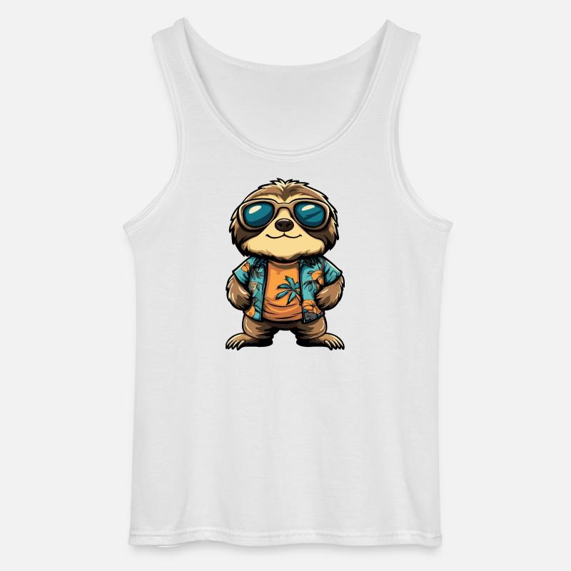 Faultier Comic Urlaub - Gildan Männer Tank Top - Weiß