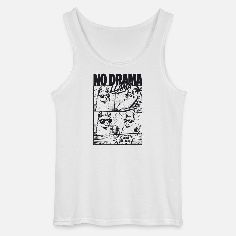 No Drama Llama Cool Alpaka Comic - Gildan Männer Tank Top - Weiß