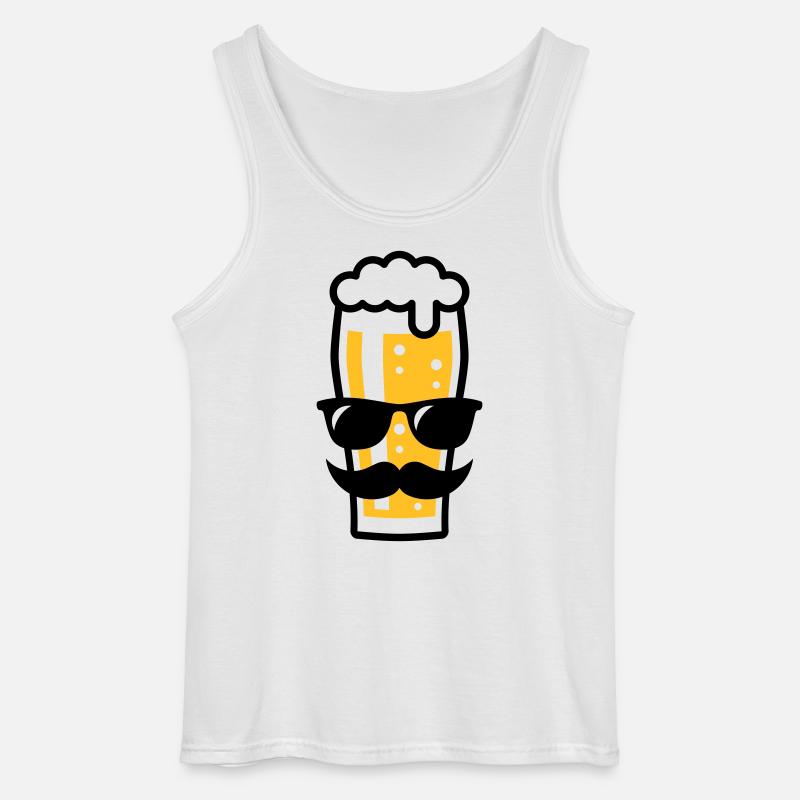 Bierglas (Bier / Sonnenbrille / Schnurrbart / 2C) - Gildan Männer Tank Top - Weiß