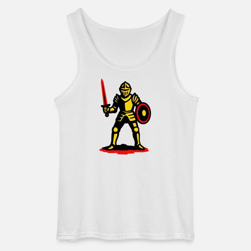 Gelber Ritter mit rotem Schwert - Gildan Männer Tank Top - Weiß