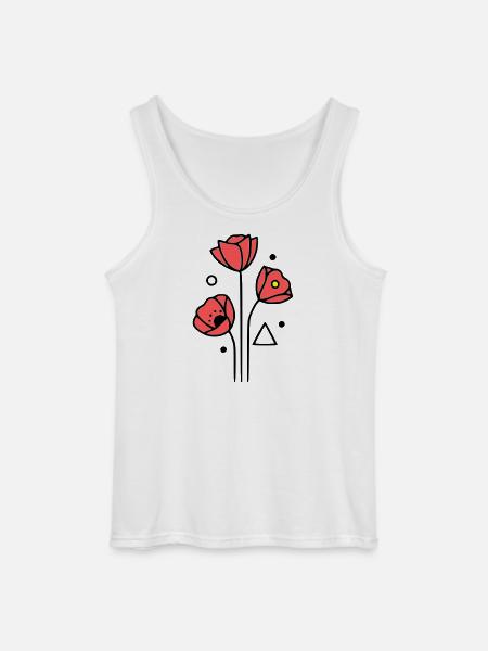 Poppy-Poppies-Minimalist-Line-Art-4 - Gildan Men’s Tank Top - white