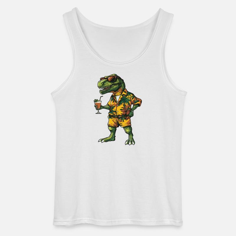 Dinosaur T-Rex Comic Summer - Gildan Men’s Tank Top - white