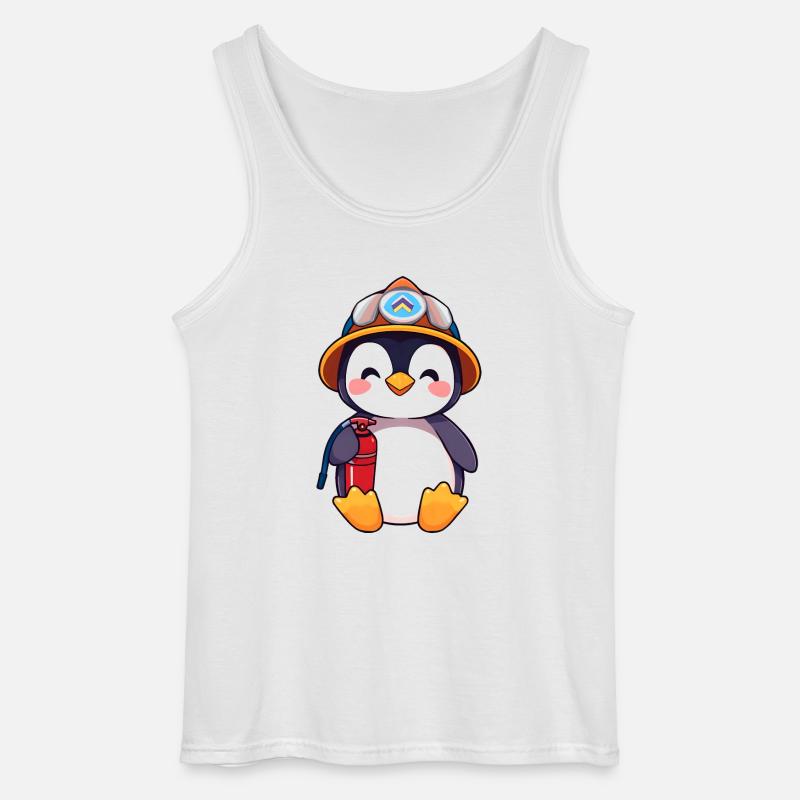 Vorbereiteter Pinguin-Brandschutz-Cartoon - Gildan Männer Tank Top - Weiß