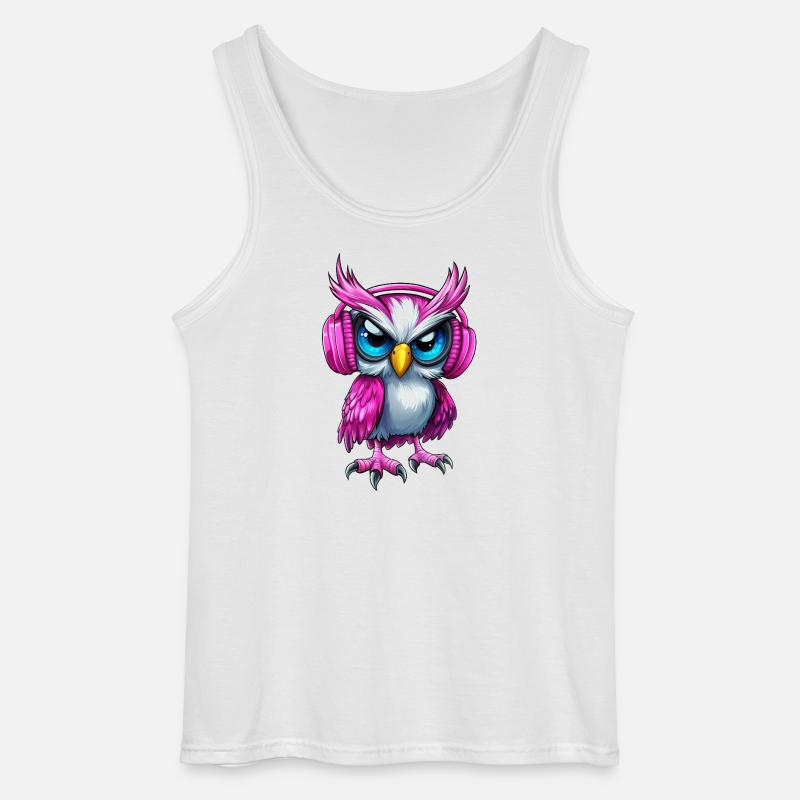 pink rosa lila Eule mit Kopfhörer :) - Gildan Männer Tank Top - Weiß