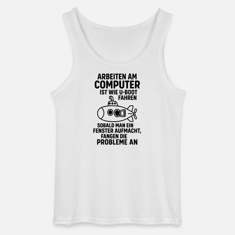 Computer Joke Problems Open Window Submarine - Gildan Men’s Tank Top - white