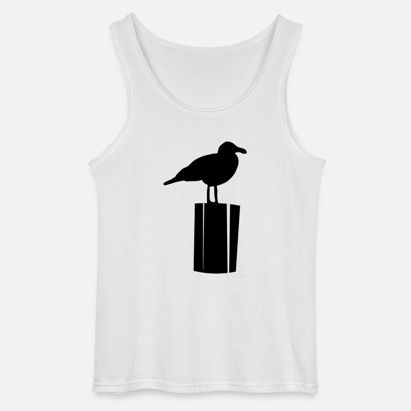 Möwe sitzend - Gildan Männer Tank Top - Weiß