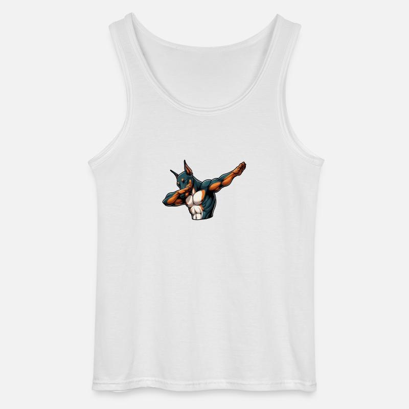 Cooler Dobermann Dabbing Comic - Gildan Männer Tank Top - Weiß