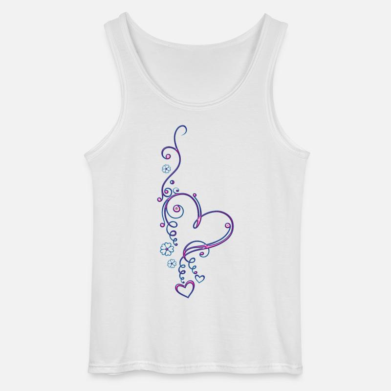 Herz mit Blumen, Liebe, pink blue - Gildan Männer Tank Top - Weiß
