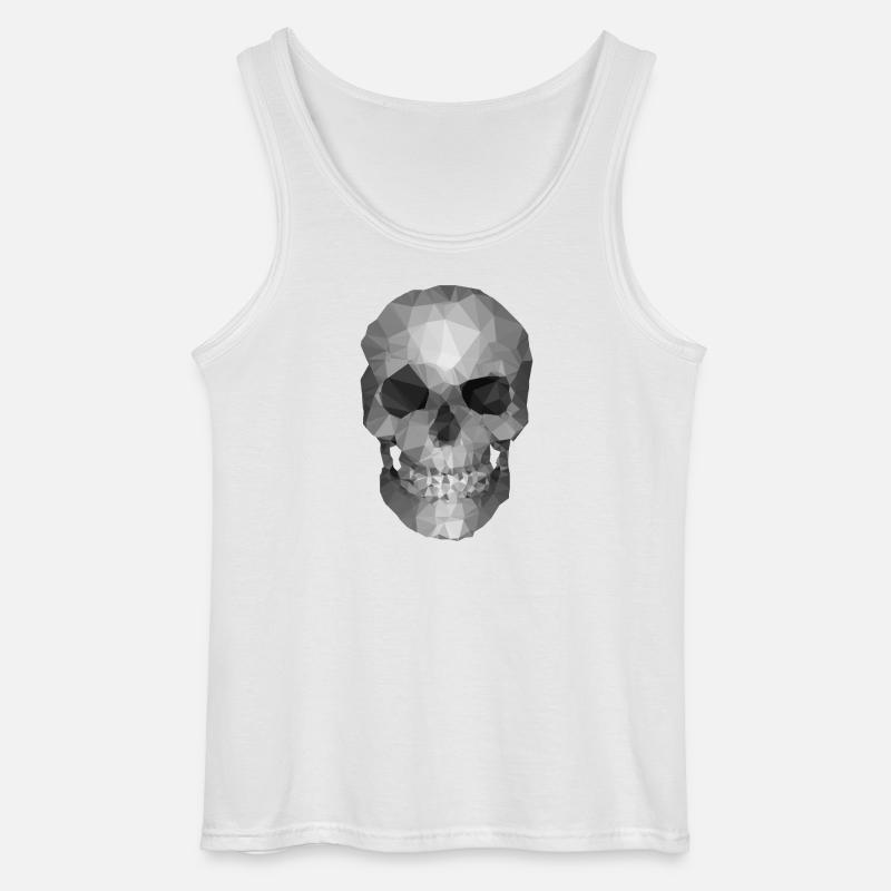 Grey Polygon Skull - Geometric Skeleton Head - Gildan Men’s Tank Top - white