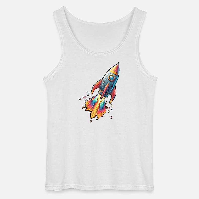 Farveraket med ildfarver - Gildan tanktop til mænd - hvid