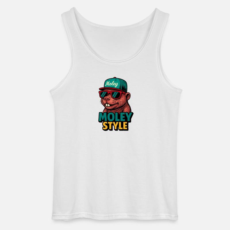 Moley Style Affe Retro Cap - Gildan Männer Tank Top - Weiß