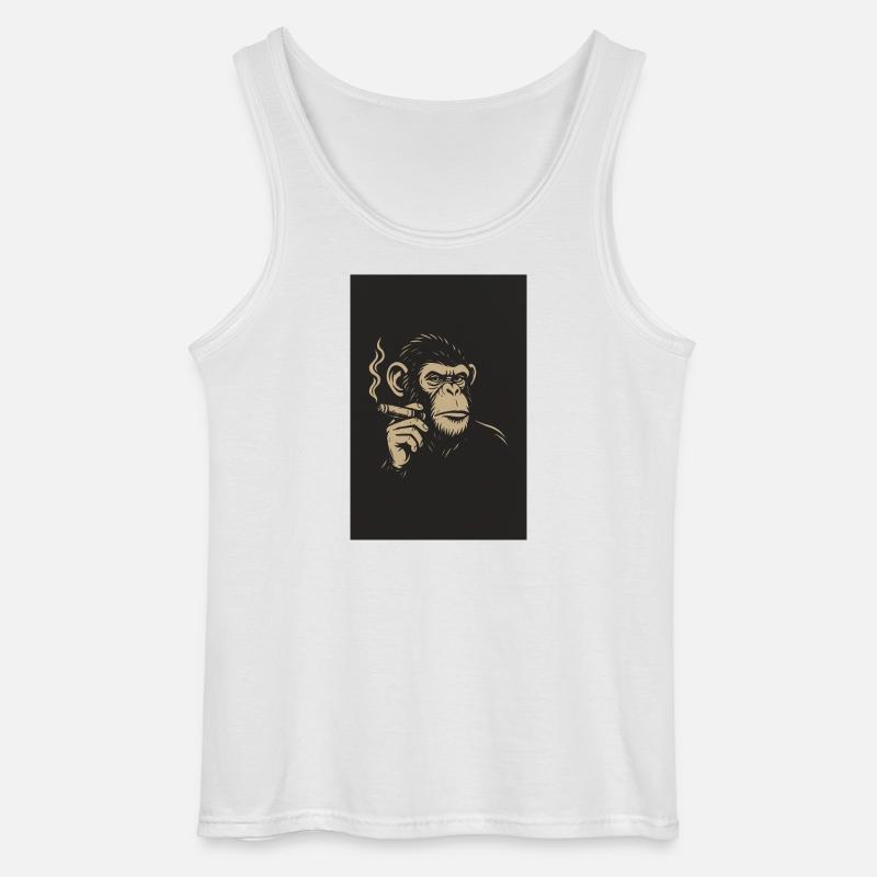 Affe mit Zigare Kunstdruck - Gildan Männer Tank Top - Weiß