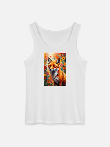 Fox flowers abstract fox lover gift - Gildan Men’s Tank Top - white
