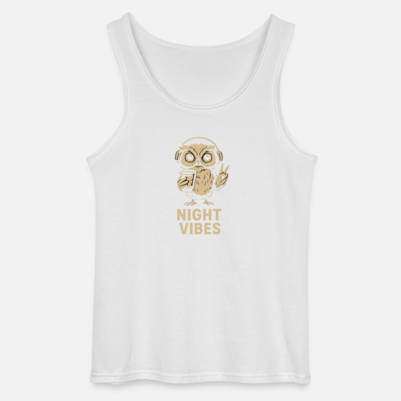 Nachtstimmung Eule mit Kopfhörern - Gildan Männer Tank Top - Weiß