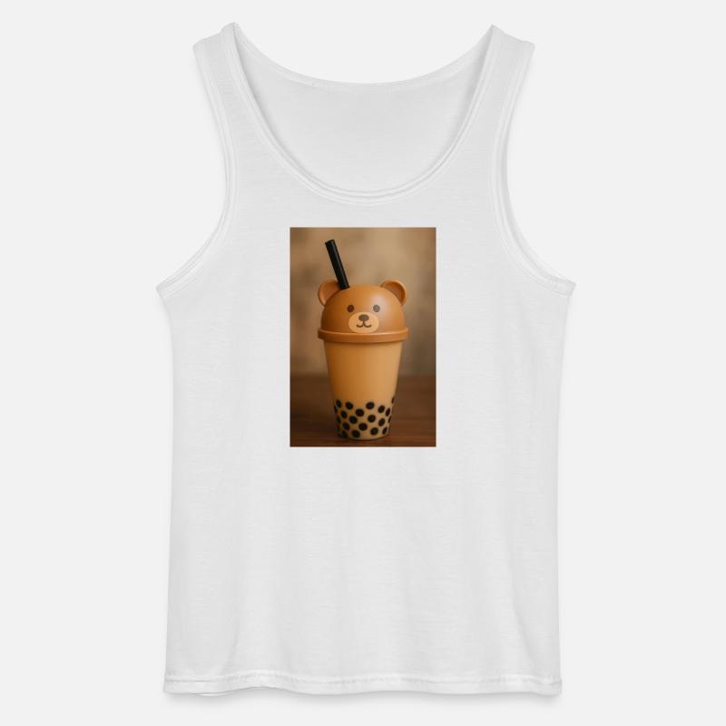 Bear Lid Bubble Tea Cup Design - Gildan Männer Tank Top - Weiß