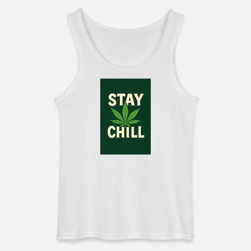Stay Chill Cannabis Leaf - Gildan Men’s Tank Top - white