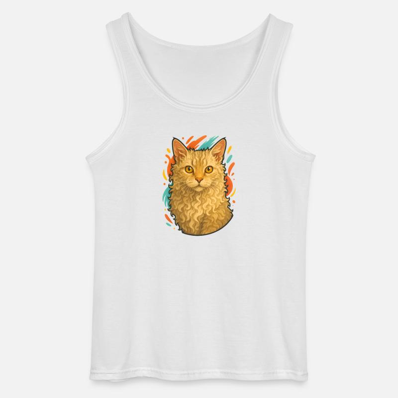 LaPerm Katze mit lebendigem Hintergrund - Gildan Männer Tank Top - Weiß