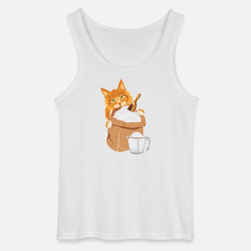 Ginger kat kigger frem bag posen - Gildan tanktop til mænd - hvid