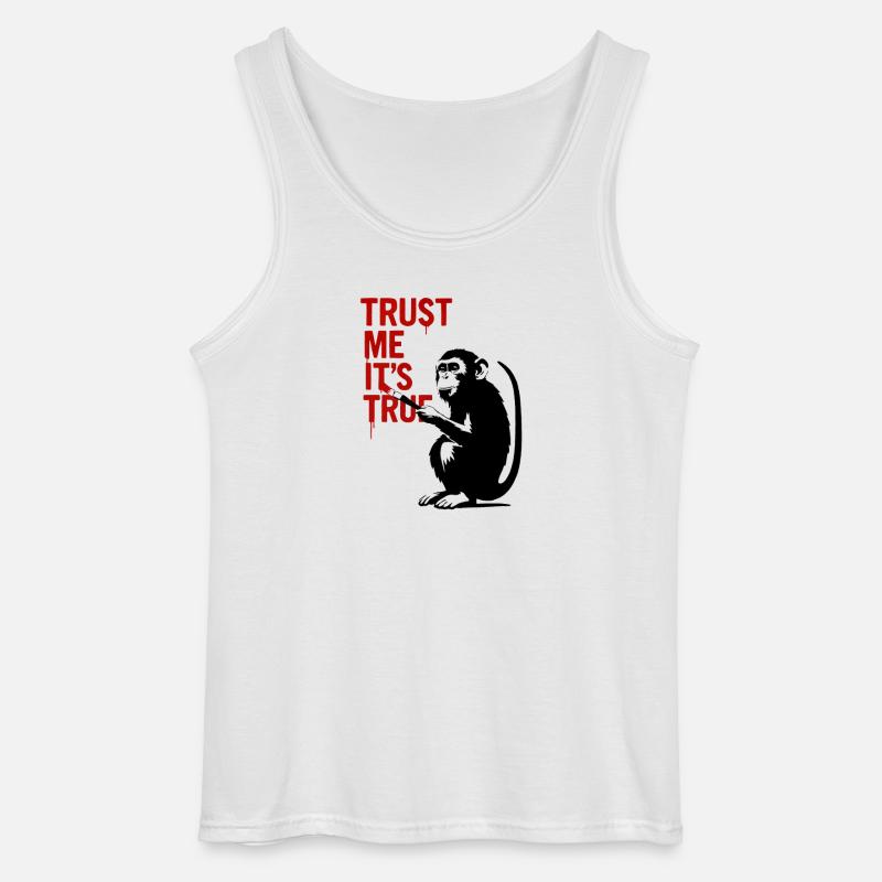 Trust Me It’s True Monkey Graffiti - Gildan Männer Tank Top - Weiß