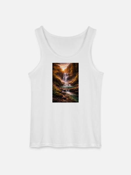 Waterfall in the evening sun - Gildan Men’s Tank Top - white
