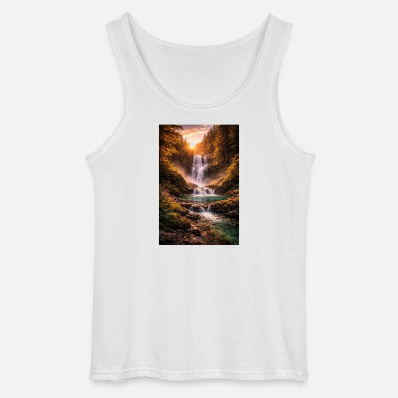 Wasserfall in der Abendsonne - Gildan Männer Tank Top - Weiß