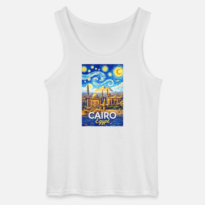 Cairo Nights: Pyramider og stjerner - Gildan tanktop til mænd - hvid