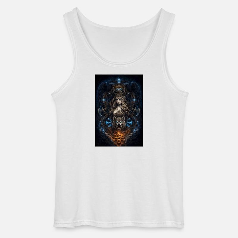 Wikinger Freya Hugin & Munin Wolf Runen - Gildan Männer Tank Top - Weiß