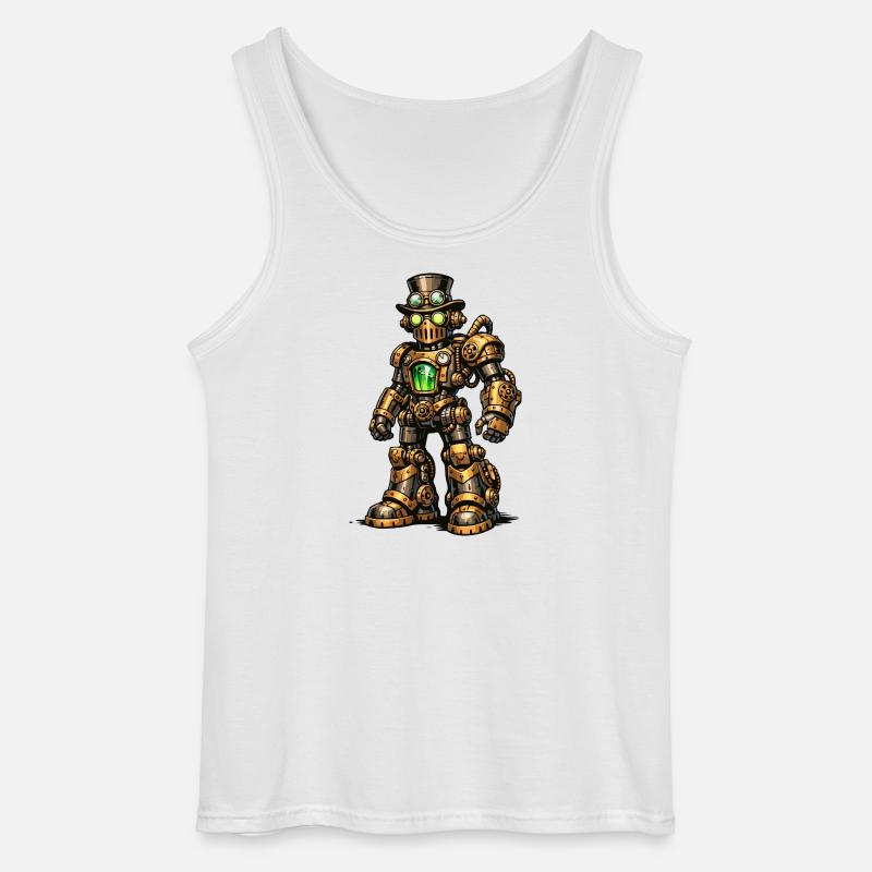 Steampunk-robot - Gildan singlet for menn - hvit