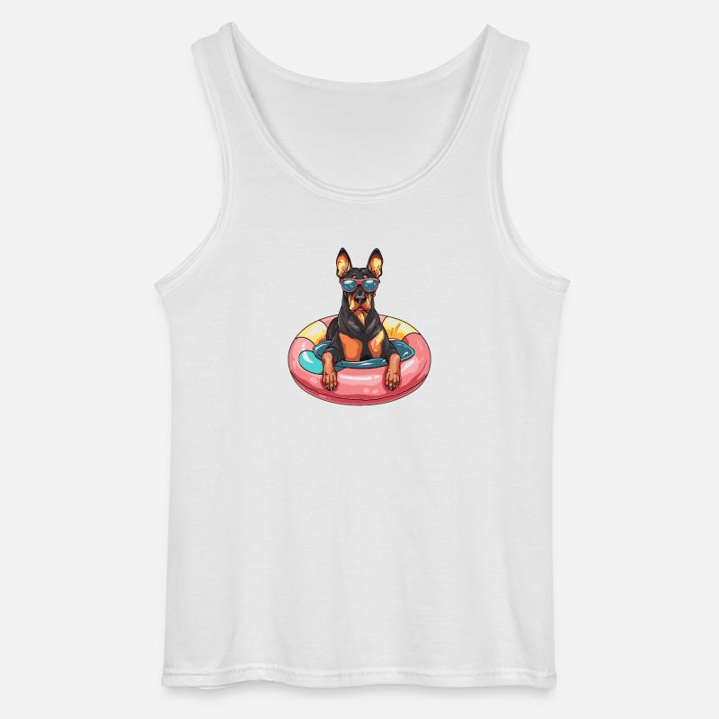 Dobermann Hund Comic Cool - Gildan Männer Tank Top - Weiß