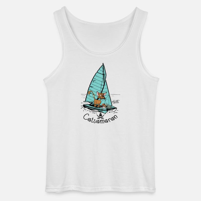 Katzamaran Katzen Boot - Gildan Männer Tank Top - Weiß