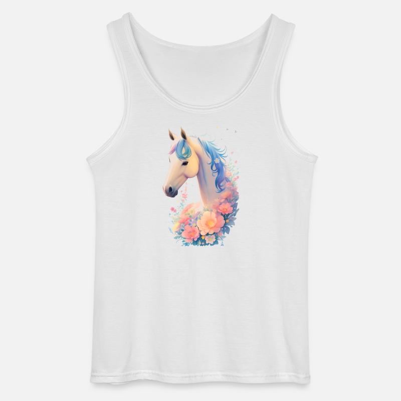 Blütenpferdchen - Gildan Männer Tank Top - Weiß