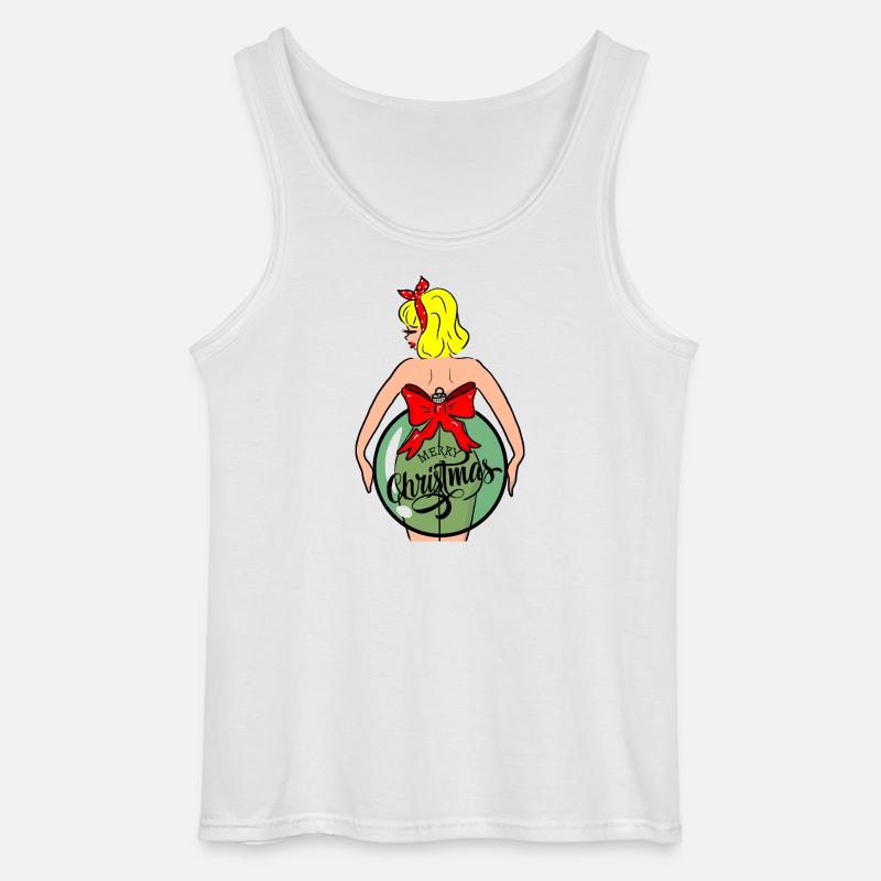 Frau mit Weihnachtskugel und roter Schleife - Gildan Männer Tank Top - Weiß