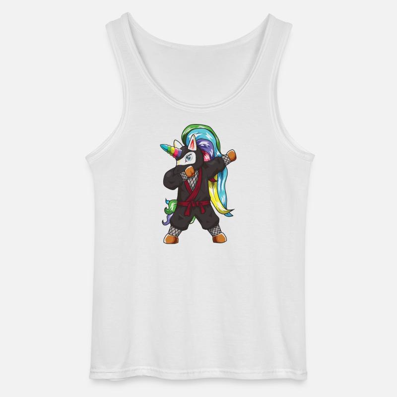 Dabbing Ninja Unicorn Martial Arts Sort Bælte Sjov - Gildan tanktop til mænd - hvid