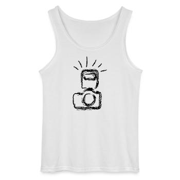 camera - Gildan Men’s Tank Top - white - Front - AI Model Male 185 dark (185cm)