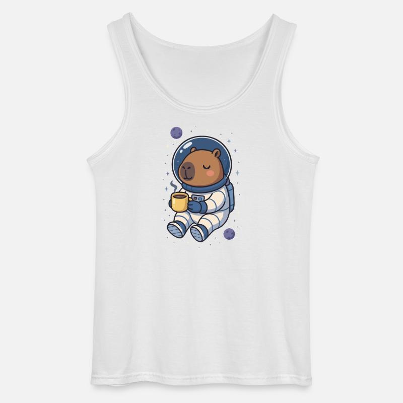 Capybara Astronaut – Kaffee im All ☕🪐 - Gildan Männer Tank Top - Weiß
