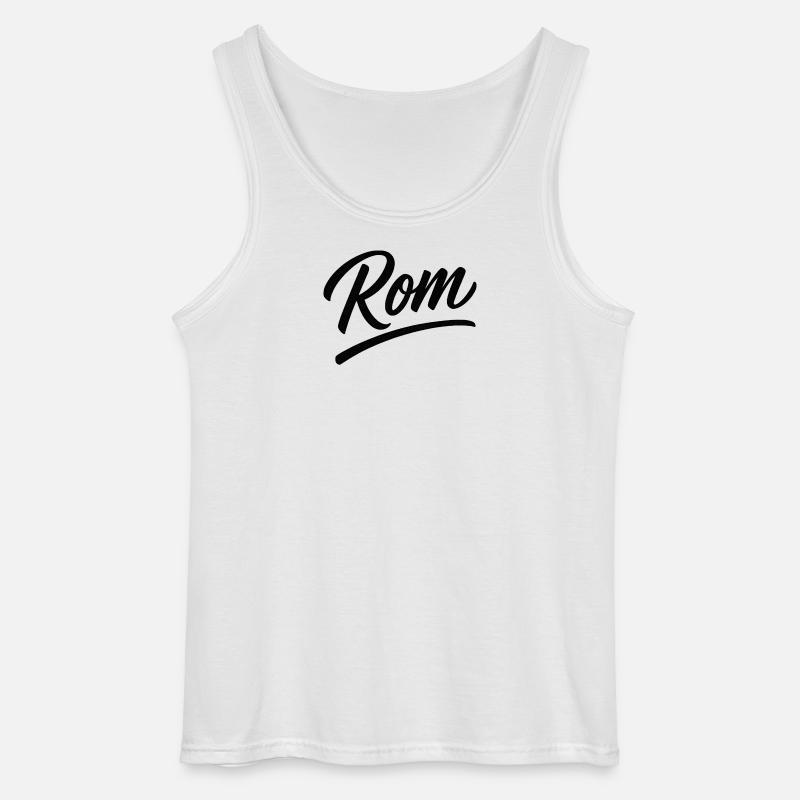 Rom Script Lettering Subline - Gildan Men’s Tank Top - white