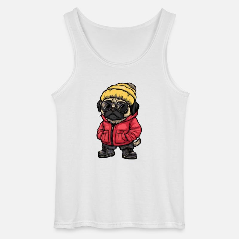 Mops Hund Cool Comic - Gildan Männer Tank Top - Weiß