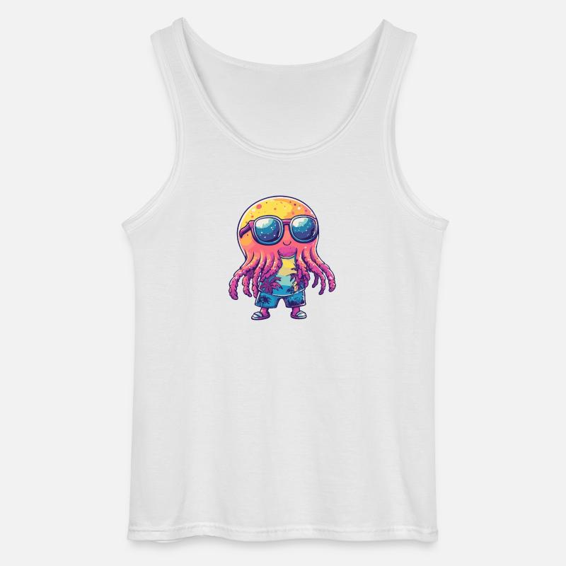 Qualle Comic Urlaub - Gildan Männer Tank Top - Weiß