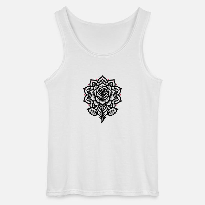 Rose Mandala - Gildan Männer Tank Top - Weiß