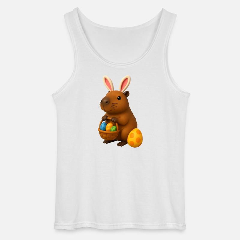 Osterhasen-Capybara mit Körbchen mit bunten Eiern - Gildan Männer Tank Top - Weiß
