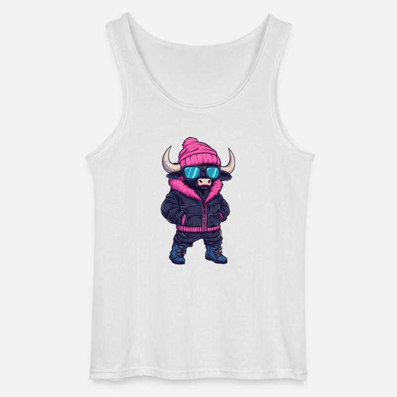 Stier Cool Comic - Gildan Männer Tank Top - Weiß