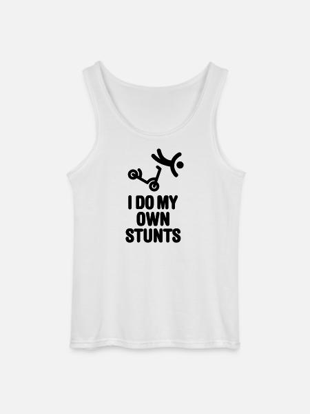 Ik doe mijn eigen stunts stunt scooter scootering trucs - Gildan mannen tanktop - wit
