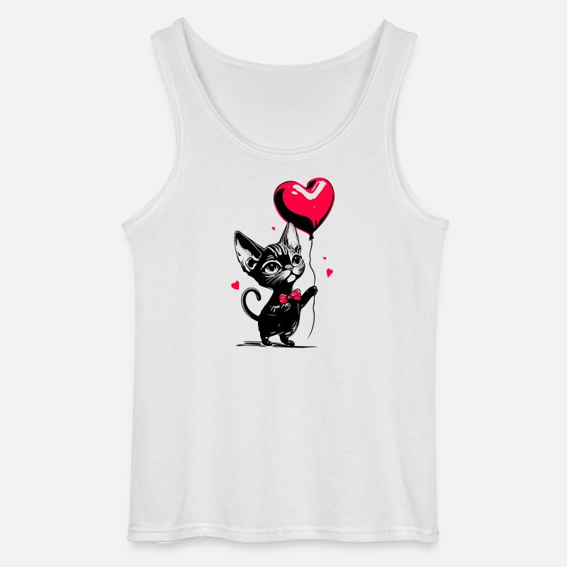 Katze Sphynx Herz Luftballon - Heartful Creatures - Gildan Männer Tank Top - Weiß