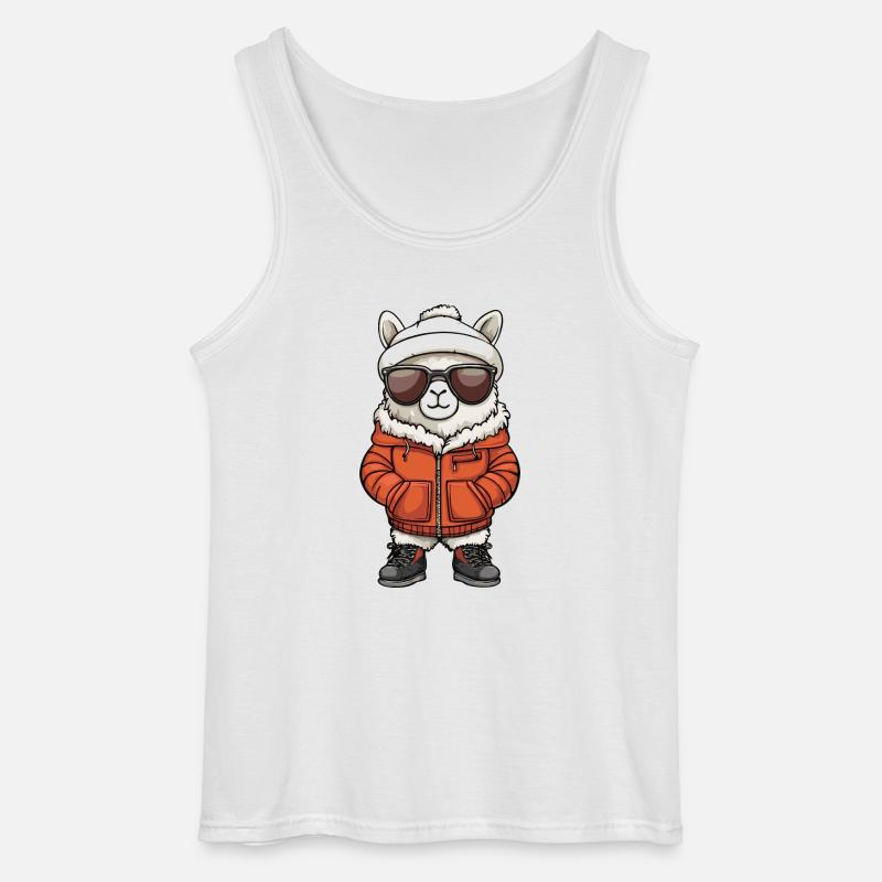 Alpaka Llama Winter Comic - Gildan Männer Tank Top - Weiß