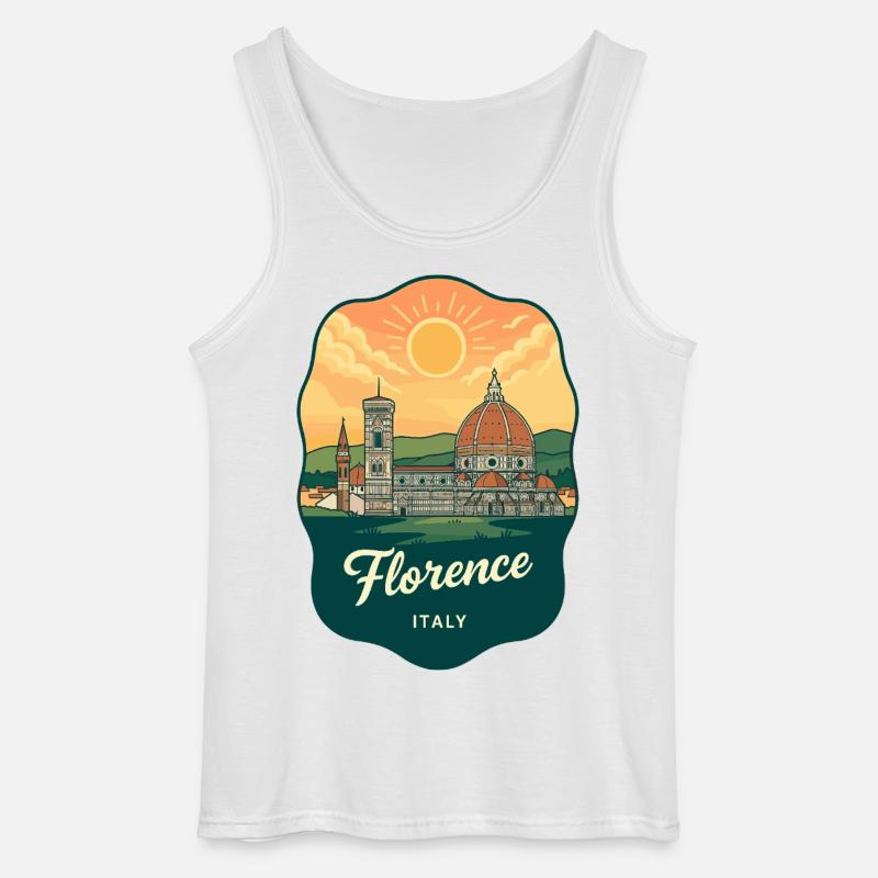 Florence Duomo Retro Sonnenuntergangs-Reiseabzeichen - Gildan Männer Tank Top - Weiß