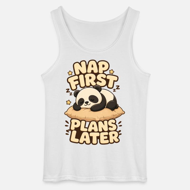 Nap First Plans Later Panda - Gildan Männer Tank Top - Weiß