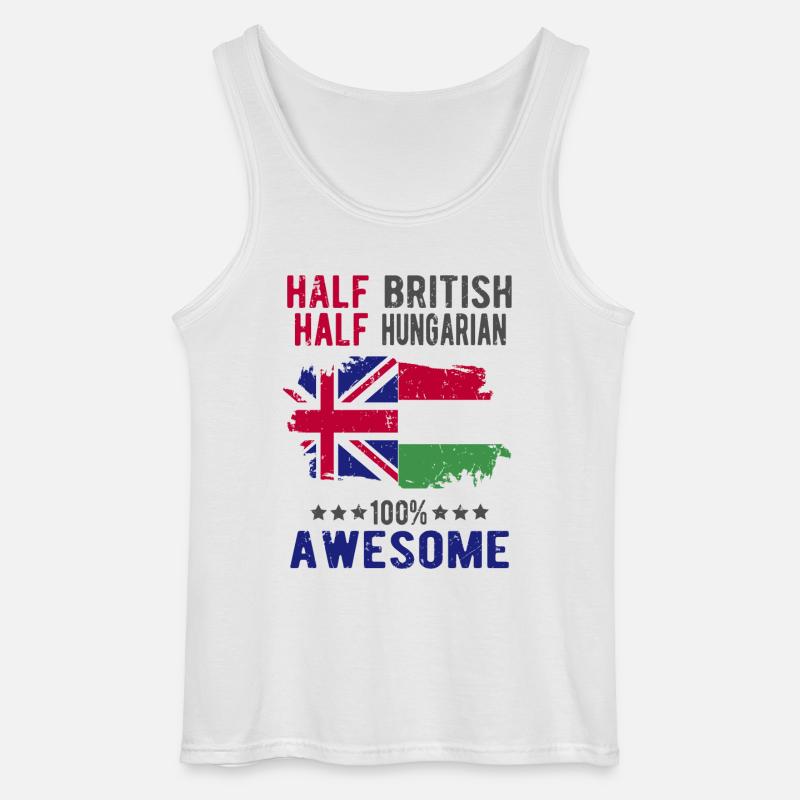 Halb Brite Halb Ungar - Gildan Männer Tank Top - Weiß