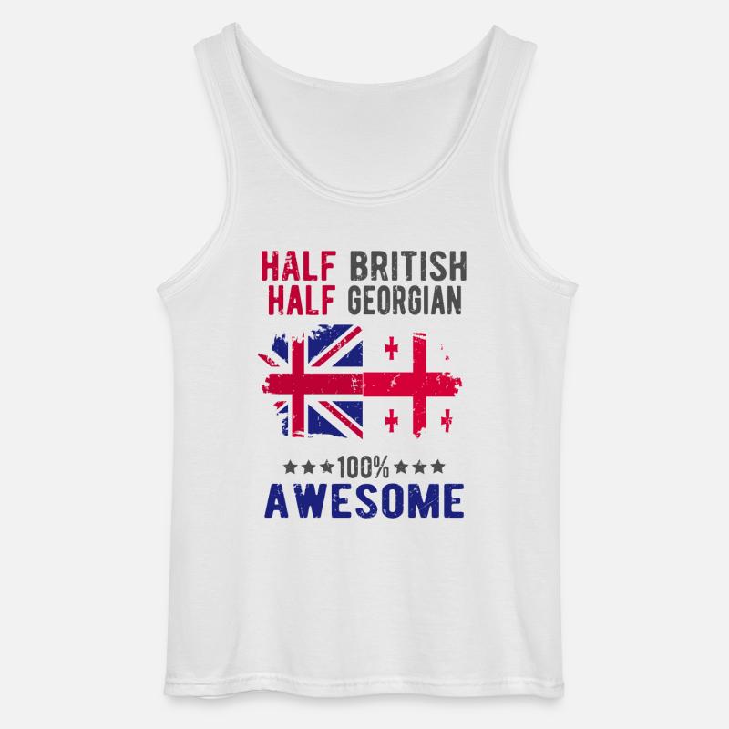 Halb Brite Halb Georgier - Gildan Männer Tank Top - Weiß